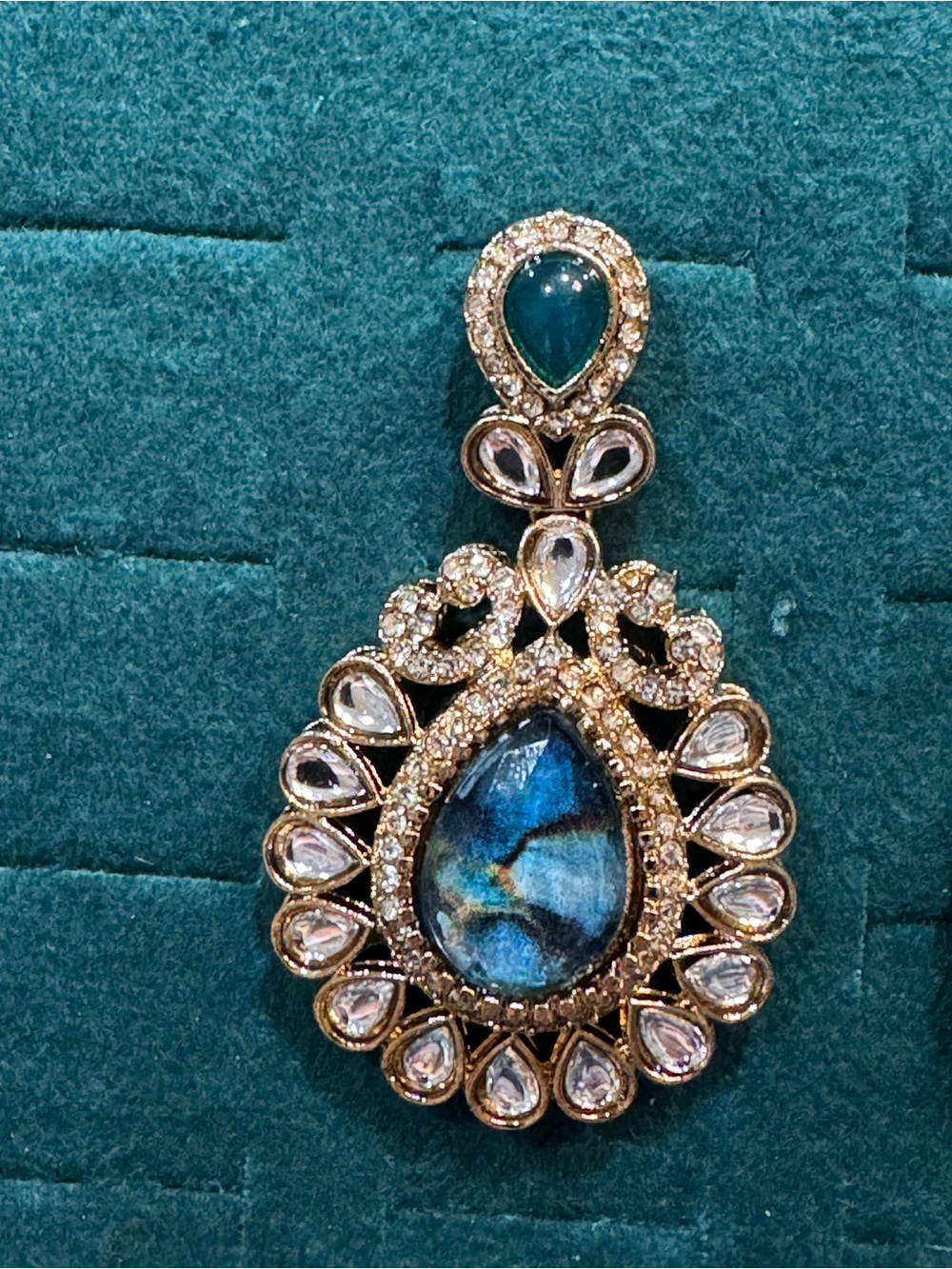 Blue Teardrop Statement Earrings Like New